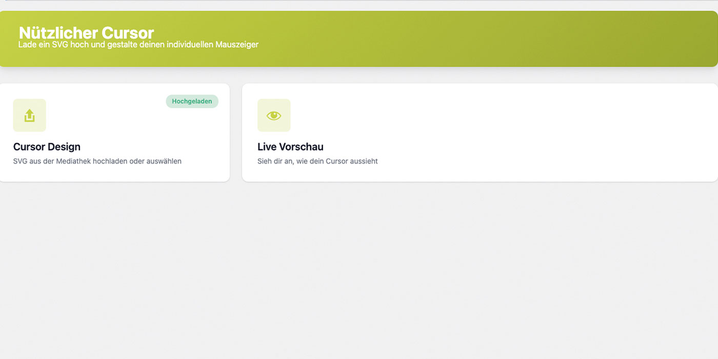 Screenshot Nützlicher Cursor Wordpress Plugin